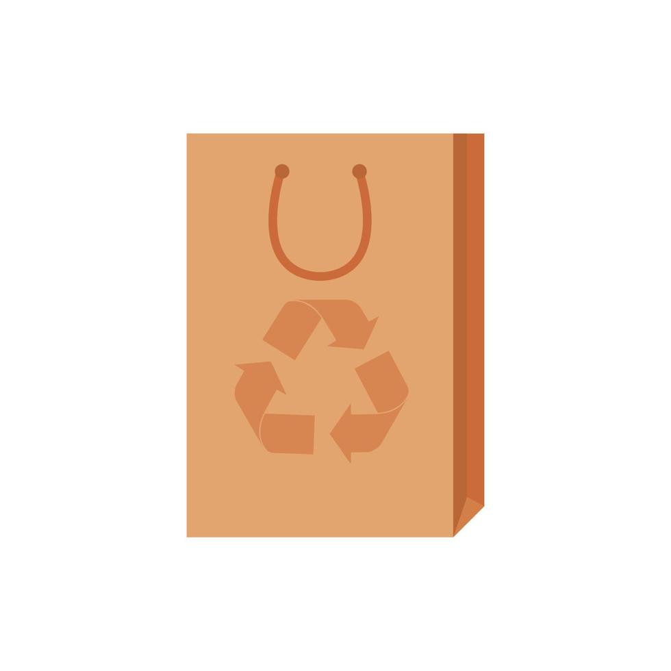 Eco empty bag kraft brown blank cardboard rectangle isolated on white background. vector