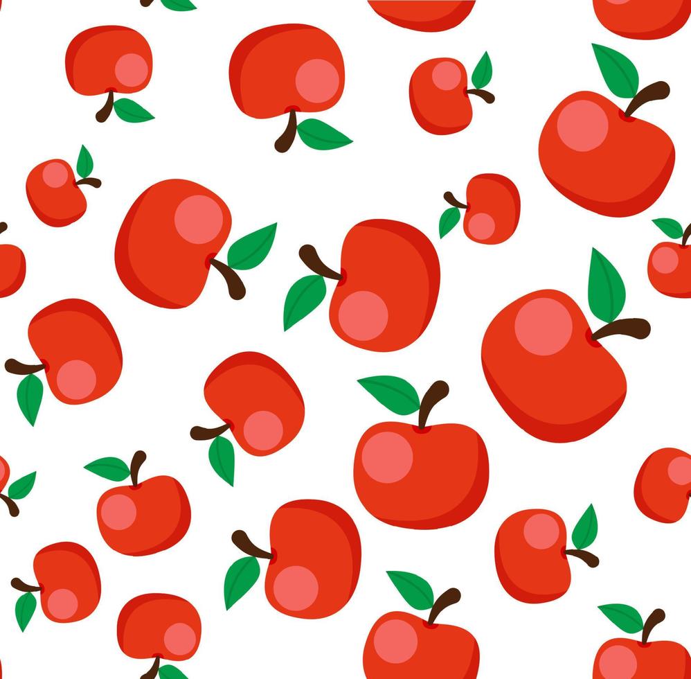 acuarela de patrones sin fisuras con manzanas sobre el fondo blanco. ilustración vectorial fondo dibujado a mano. vector