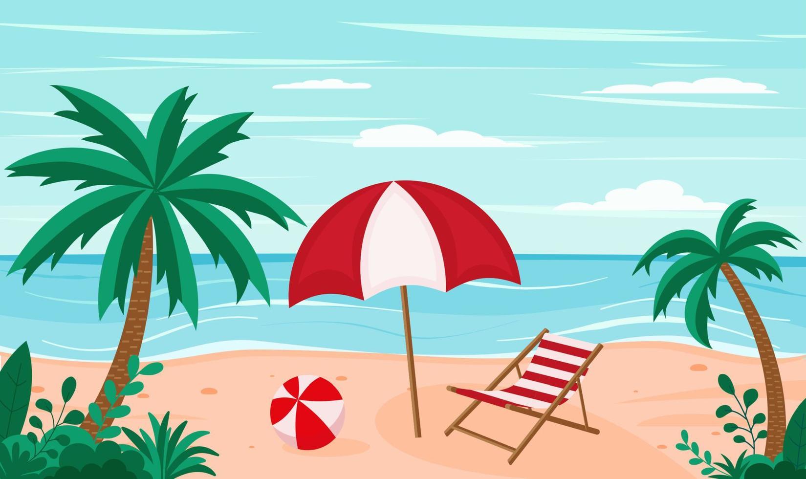 hermoso verano playa fondo mar estilo de dibujos animados. ilustración  plana 15541641 Vector en Vecteezy