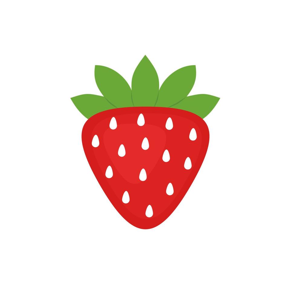 Strawberry vector icon isolated on white background, flat, cartoon style. For web design and print.