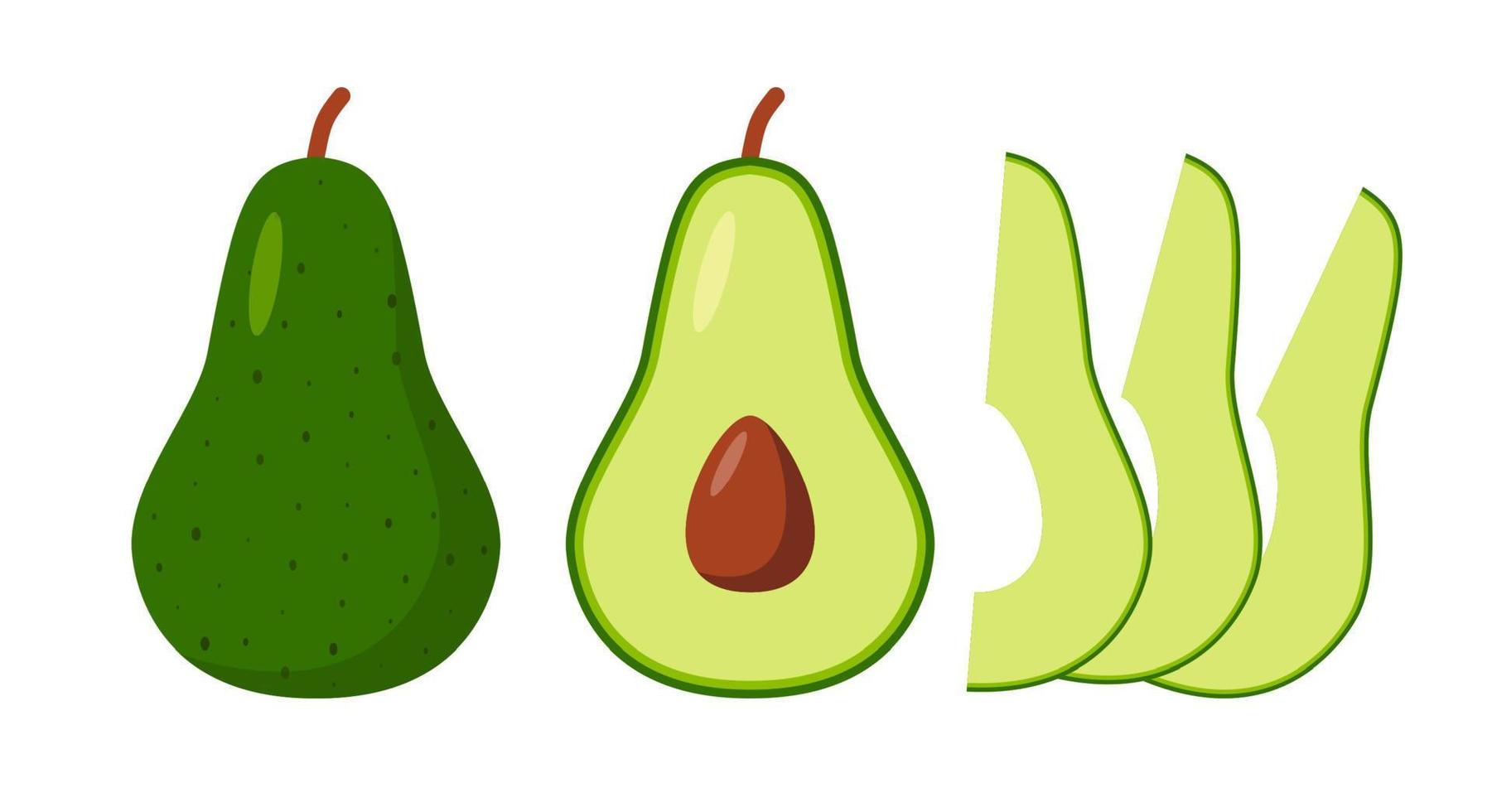 Avocado vector icon isolated on white background, flat, cartoon style. For web design and print. eps 10