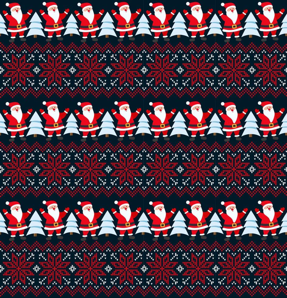 Knitted Christmas and New Year pattern. Wool Knitting Sweater Design. Wallpaper wrapping paper textile print. vector