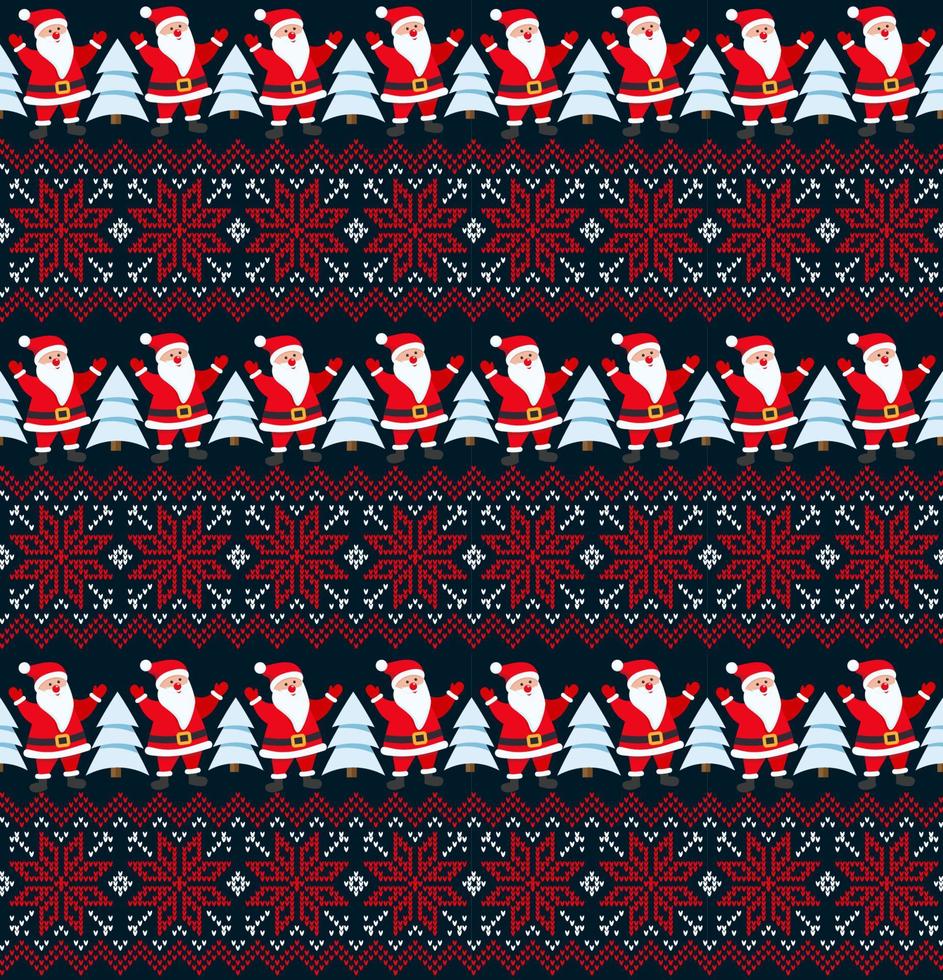 Knitted Christmas and New Year pattern. Wool Knitting Sweater Design. Wallpaper wrapping paper textile print. vector