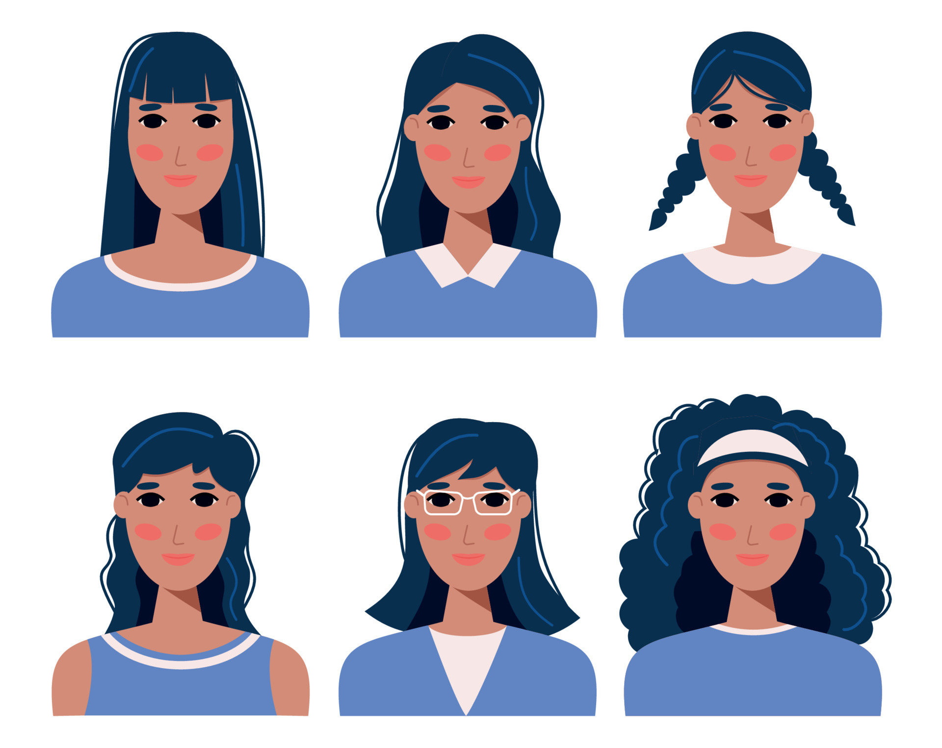 Set of people avatars in flat style. Diversity group of young men, boys,  girls, women, Vector illustration. Flat design people characters. 15541715  Vector Art at Vecteezy