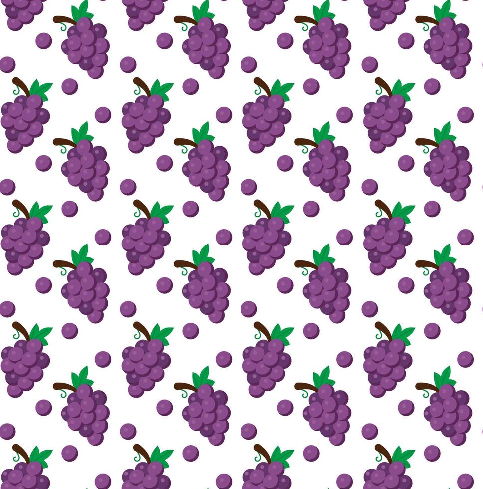 uvas fruta plana con hojas vector patrón de fondo sin fisuras. escalable y editable. patrón vectorial para textil, impresión, tela, telón de fondo, papel pintado, fondo. eps 10