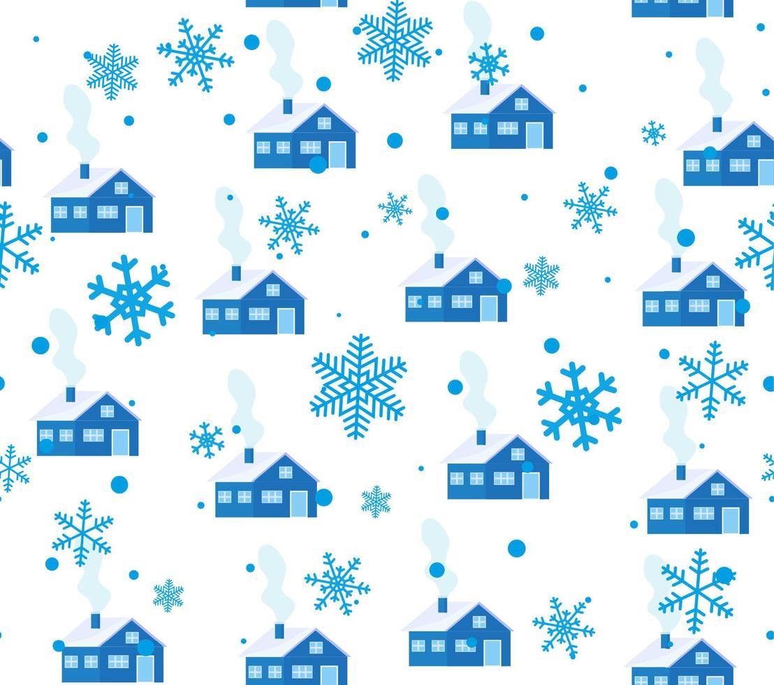 Cute nordic pattern with houses, vector illustration