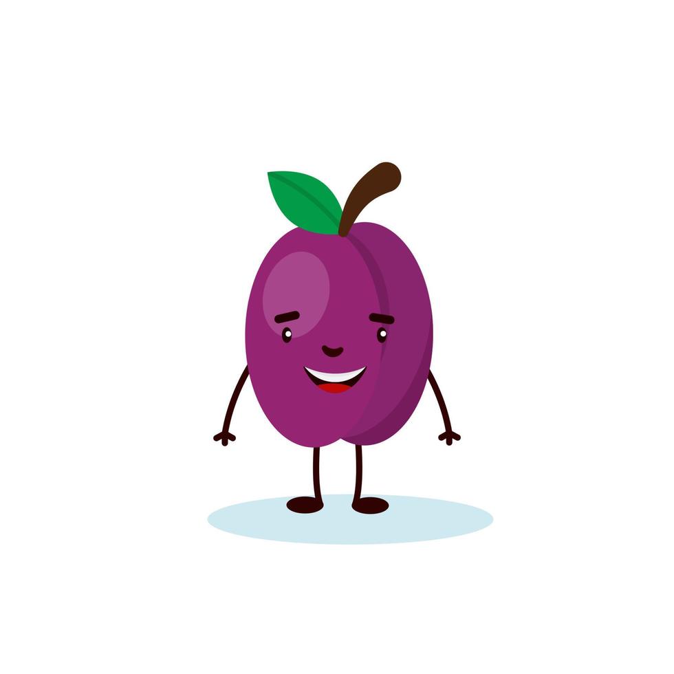 plum cute character, illustration for kids in cartoon style isolated on white background eps 10 vector