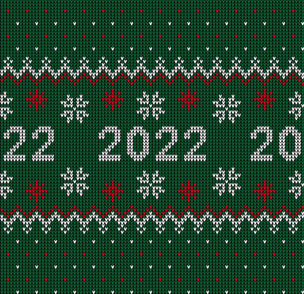 patrón de punto sin costuras de año nuevo con el número 2022. diseño de suéter de punto. textura de punto de lana. ilustración vectorial vector