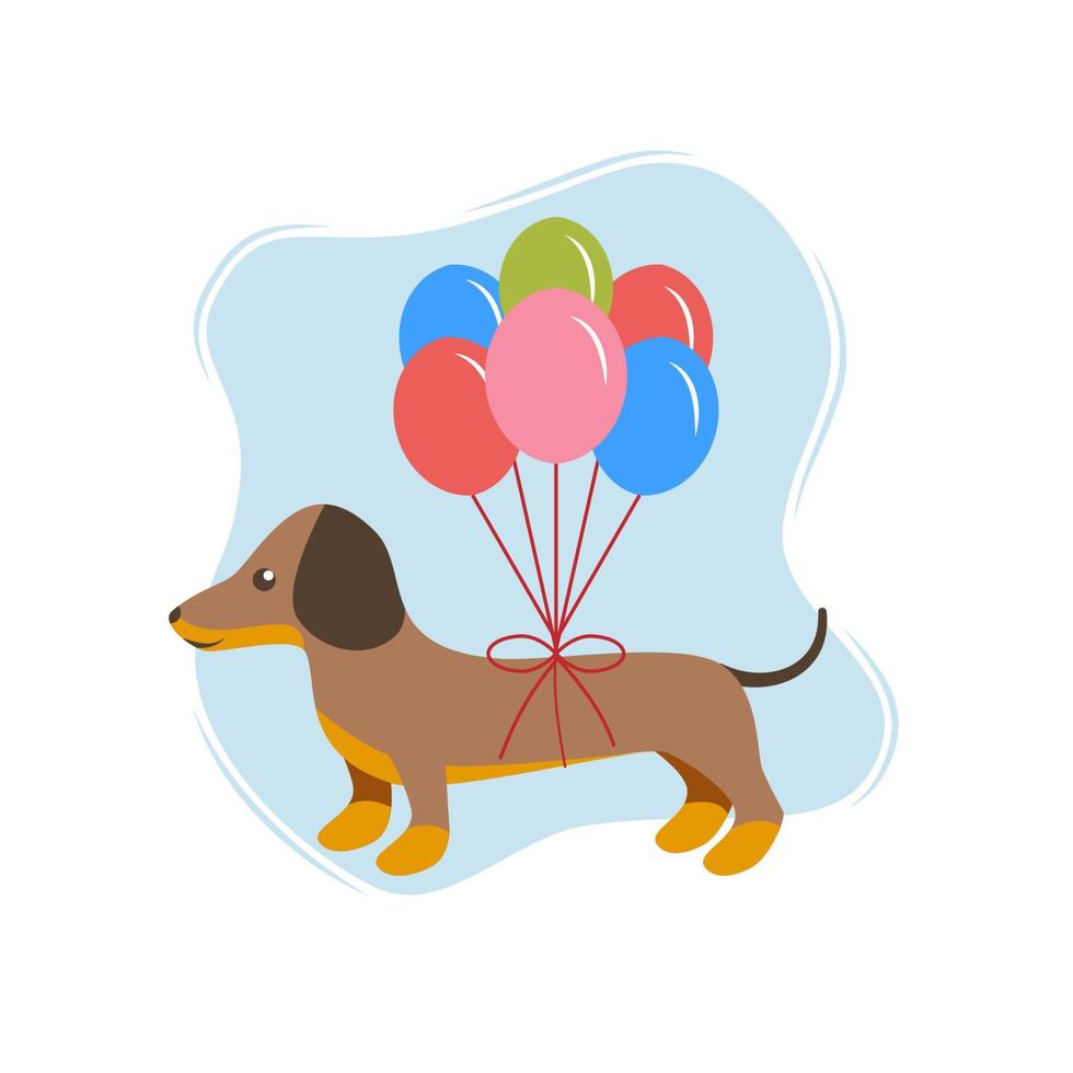 tarjeta vectorial festiva dachshund feliz cumpleañostarjeta postal vectorial festiva dachshund feliz cumpleaños nuevo diseño. vector