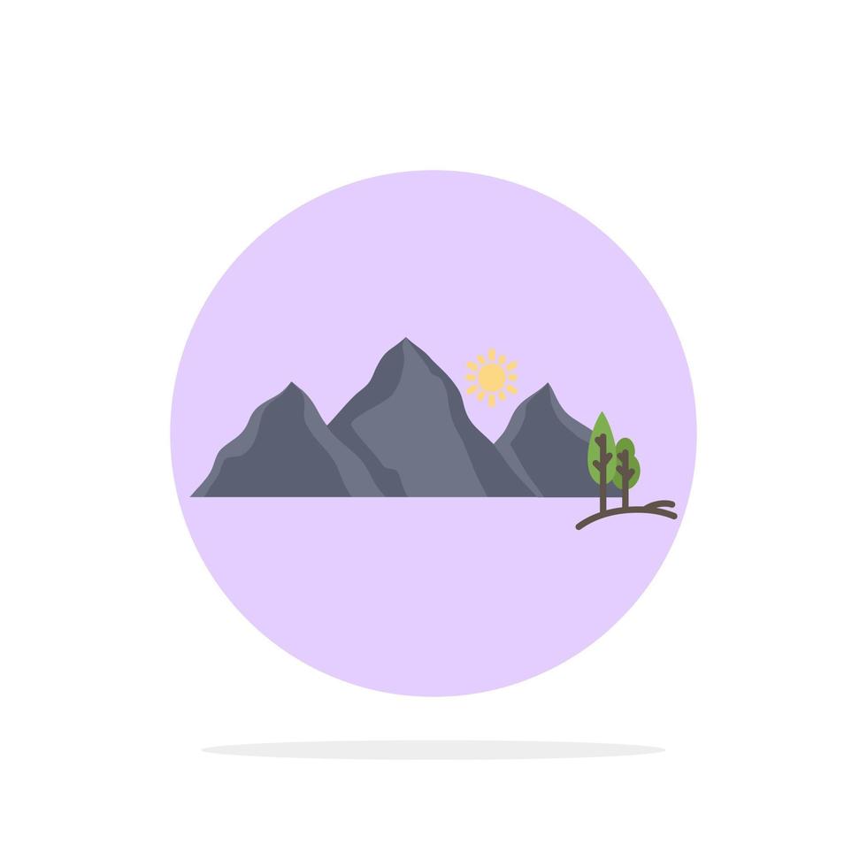 hill landscape nature mountain scene Flat Color Icon Vector