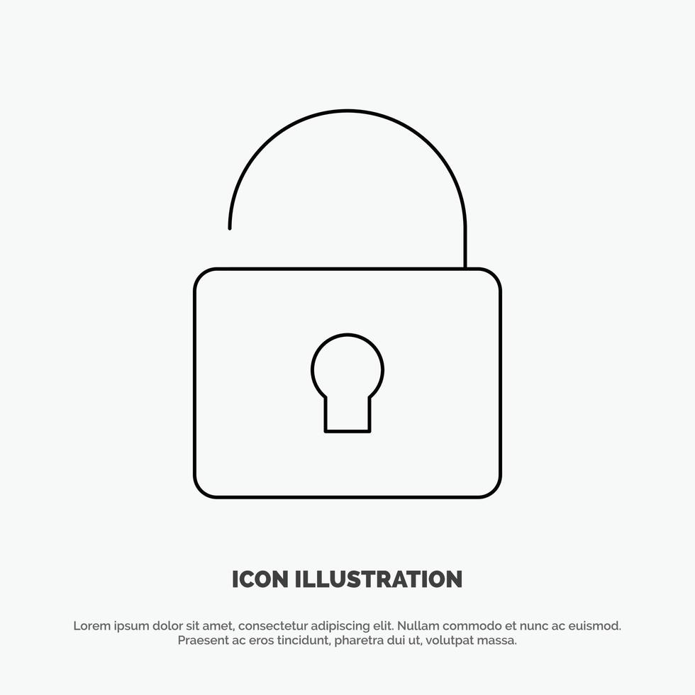 Unlock Lock Security Line Icon Vector