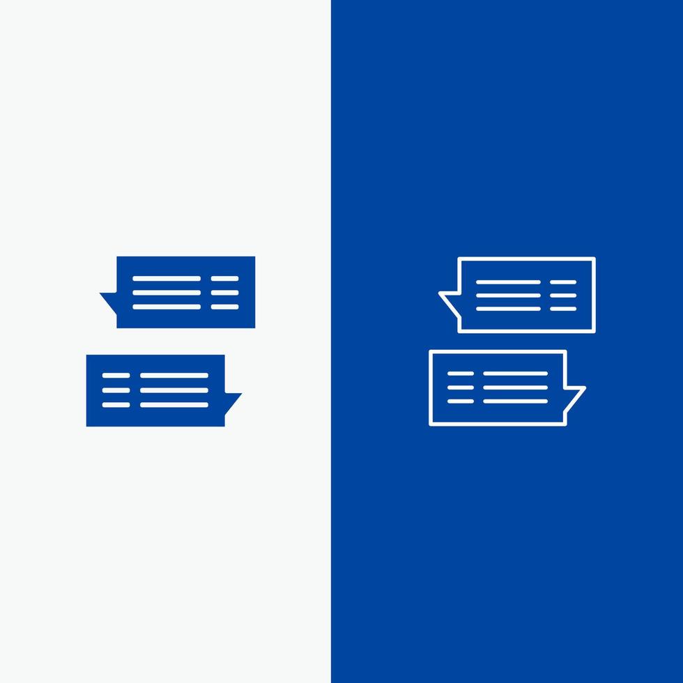Chat Bubble Mail Message Conversations Line and Glyph Solid icon Blue banner Line and Glyph Solid icon Blue banner vector