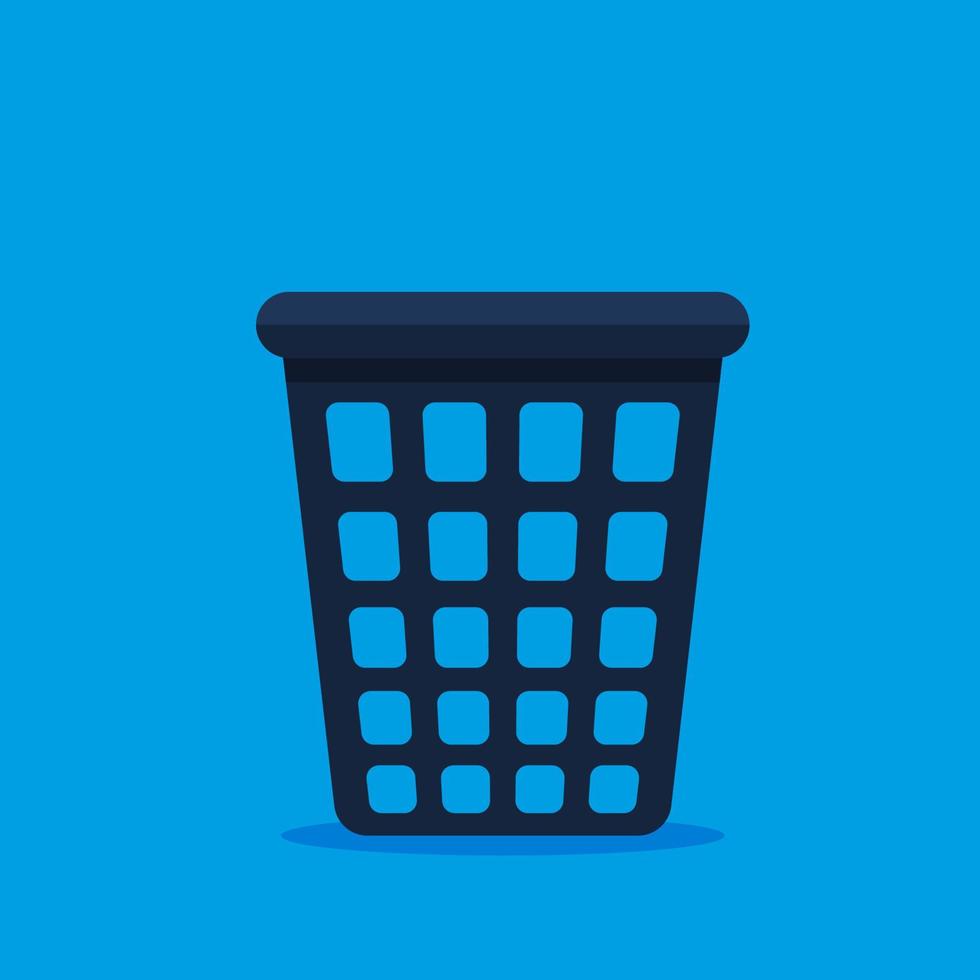 Cartoon office trash recycle bin for garbage. Vector illustration in flat design.