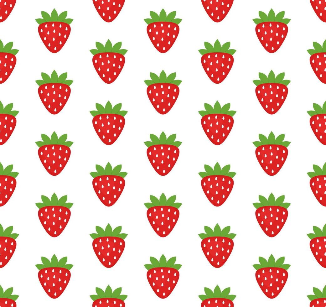 patrón vectorial sin costuras en fresas sobre un fondo blanco vector