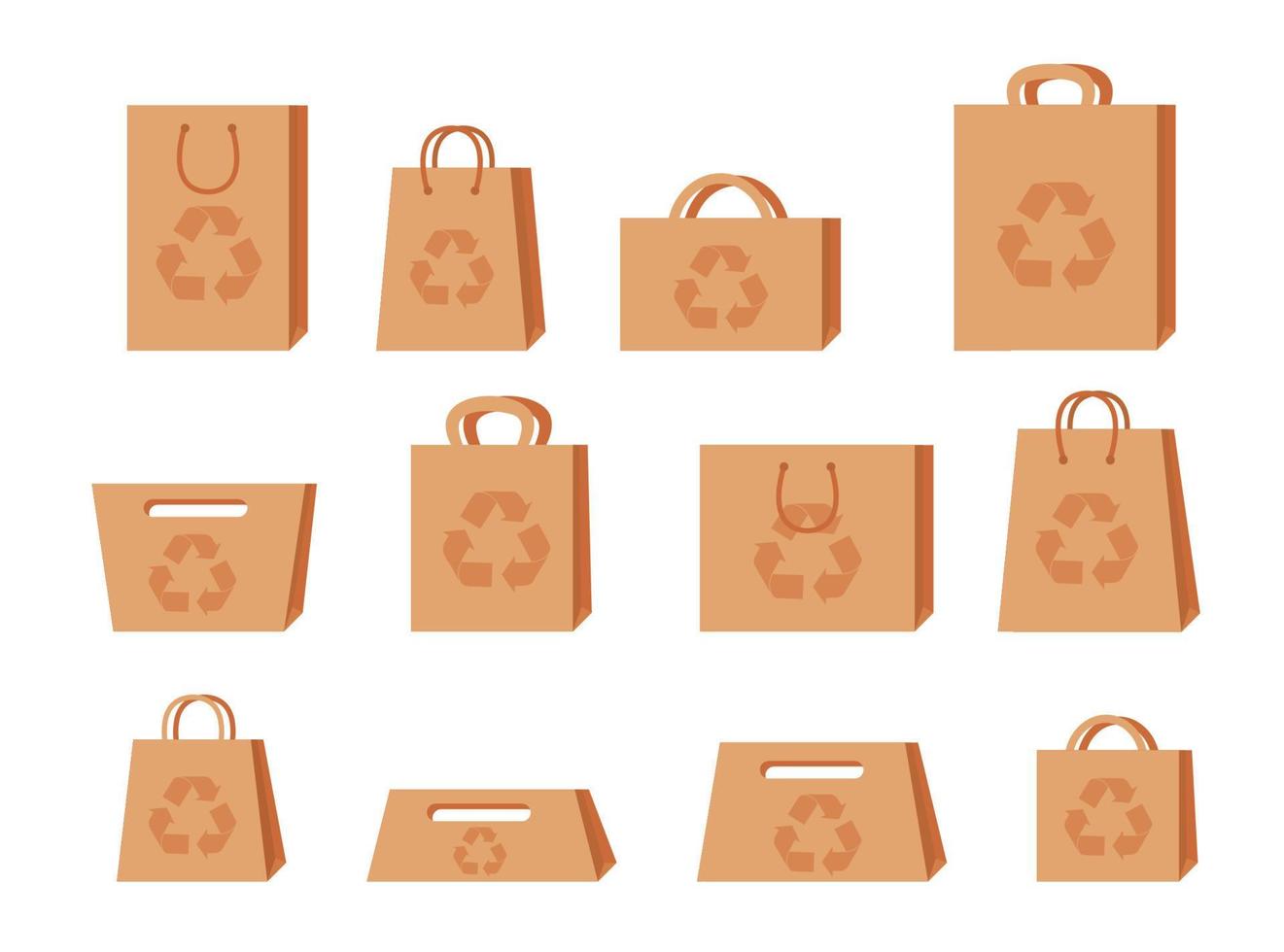 Eco empty bag kraft brown blank cardboard rectangle isolated on white background. vector