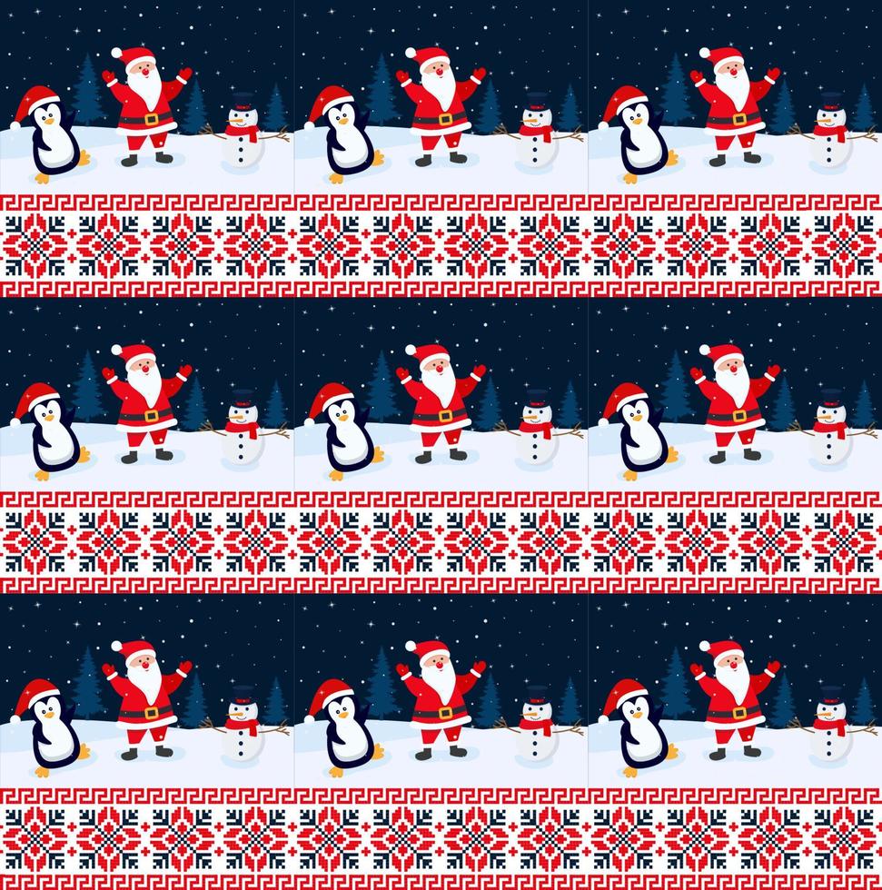 Knitted Christmas and New Year pattern. Wool Knitting Sweater Design. Wallpaper wrapping paper textile print. vector