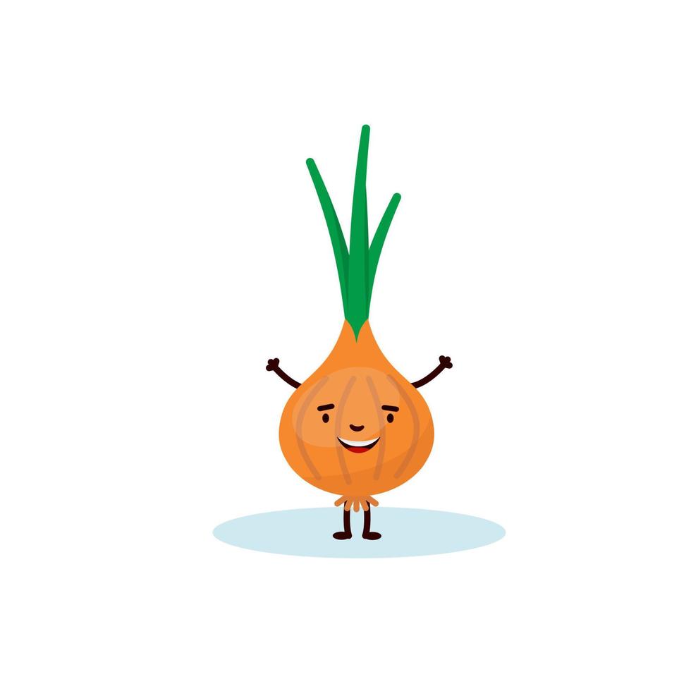 Vector flat illustration of cheerful cartoon onion vegetable isolated on white background eps 10
