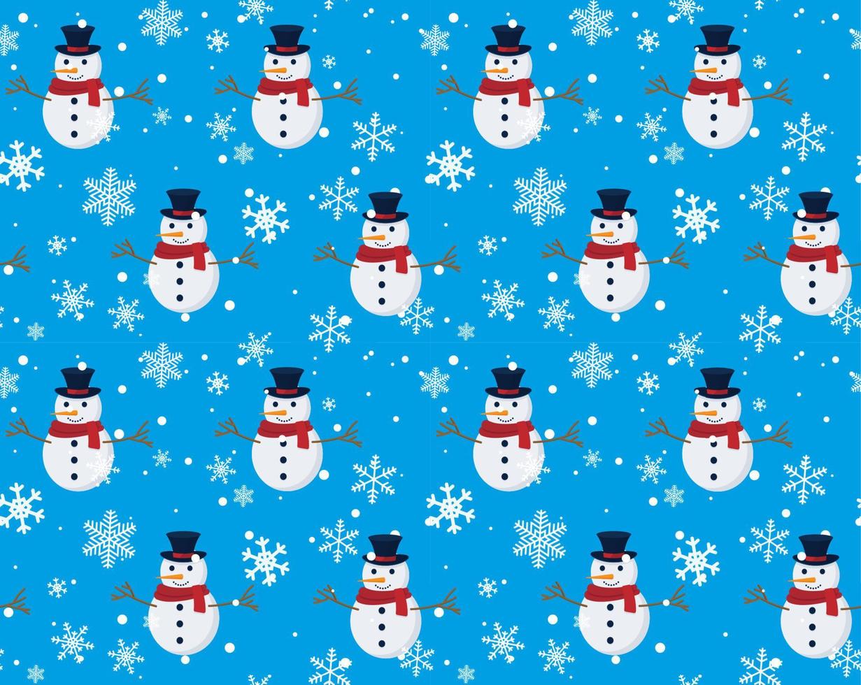 Vector seamless pattern with snowman, snow. Winter simple, stylish Scandinavian repeat texture for wrapping, web page background, Christmas, New Year greeting card, fabrics, home decor, scrapbooking