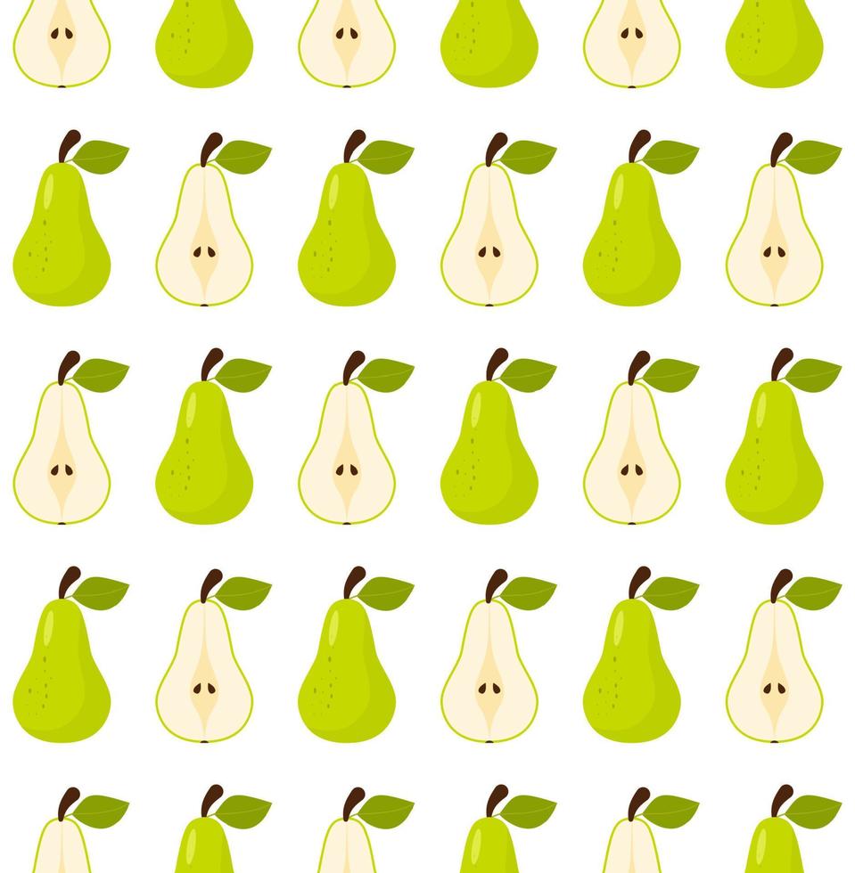 Vector seamless pattern in pears on a white background