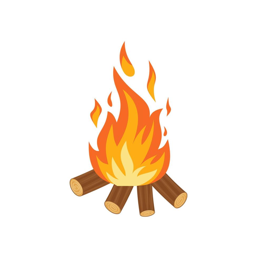 Bonfire isolated on white background. Vector illustration in a flat style.