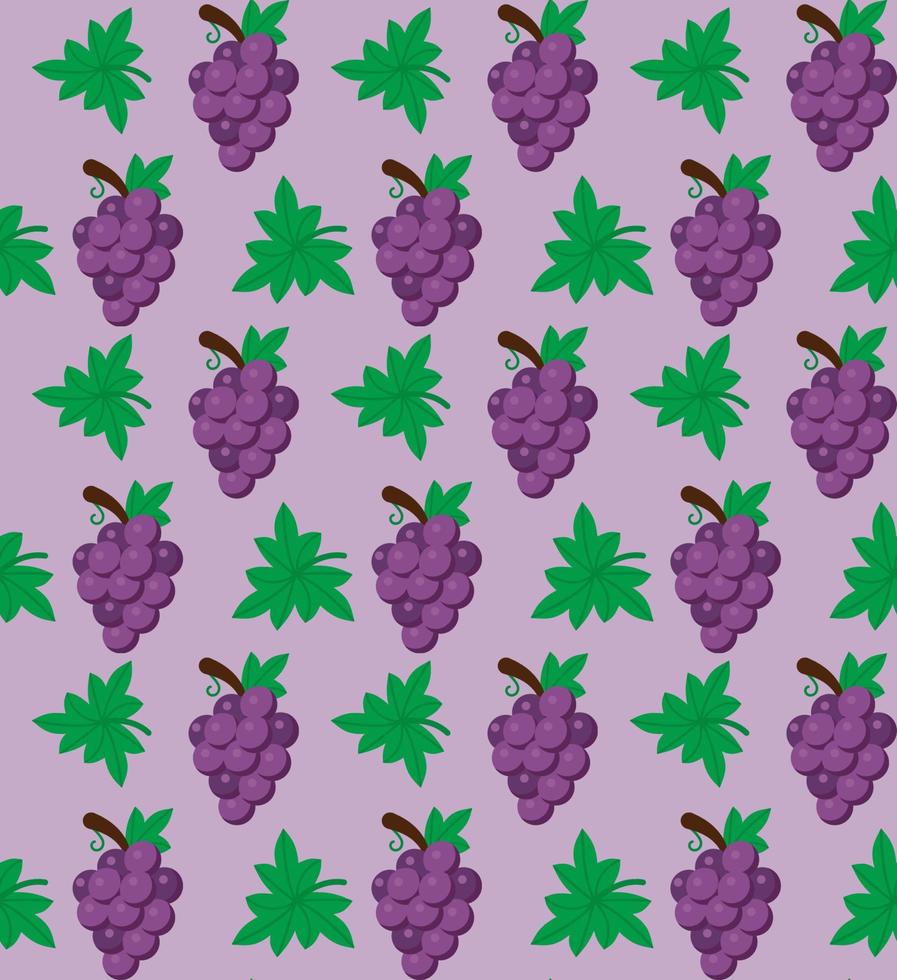 Grapes fruit flat with leaves vector background seamless pattern. Scalable and editable. Vector pattern for textile, print, fabric, backdrop, wallpaper, background. EPS 10