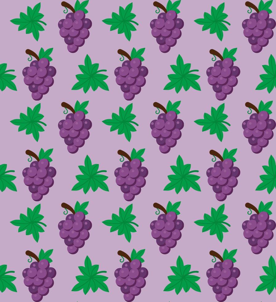 Grapes fruit flat with leaves vector background seamless pattern. Scalable and editable. Vector pattern for textile, print, fabric, backdrop, wallpaper, background. EPS 10