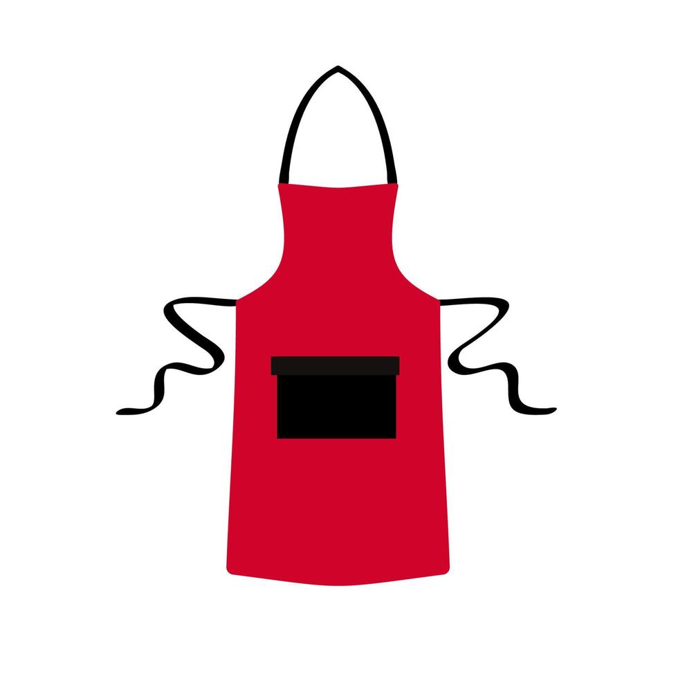 Red blank kitchen cotton apron isolated. Protective apron uniform for cooking. Vector illustration.