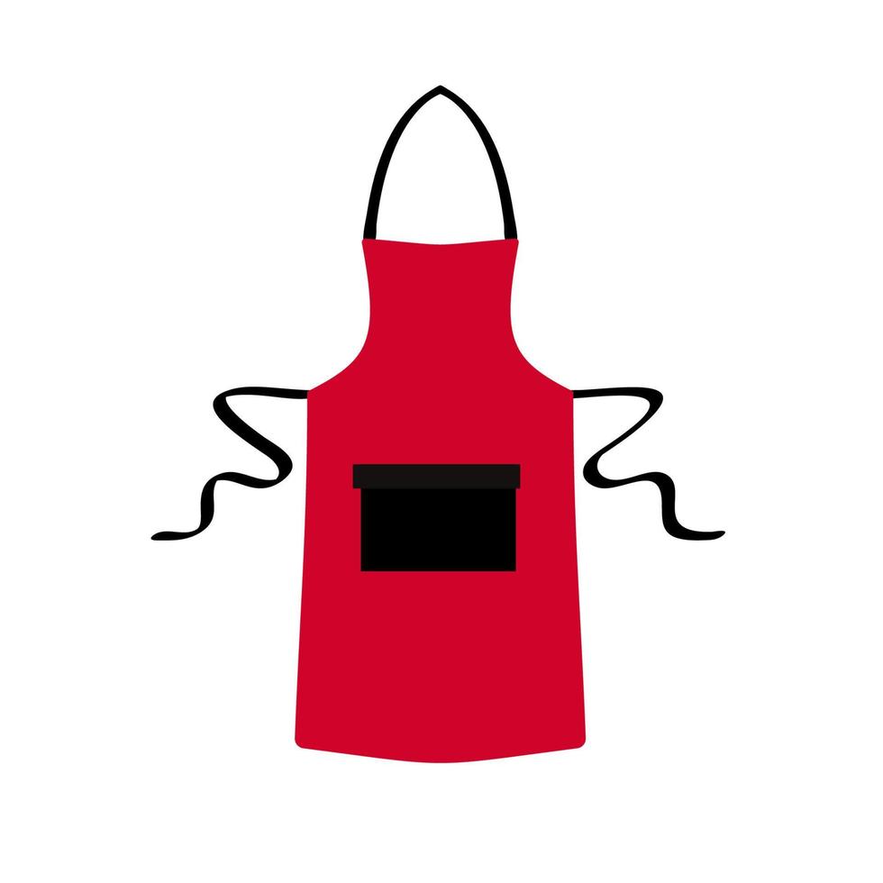 delantal de algodón de cocina en blanco rojo aislado. delantal protector uniforme para cocinar. ilustración vectorial vector