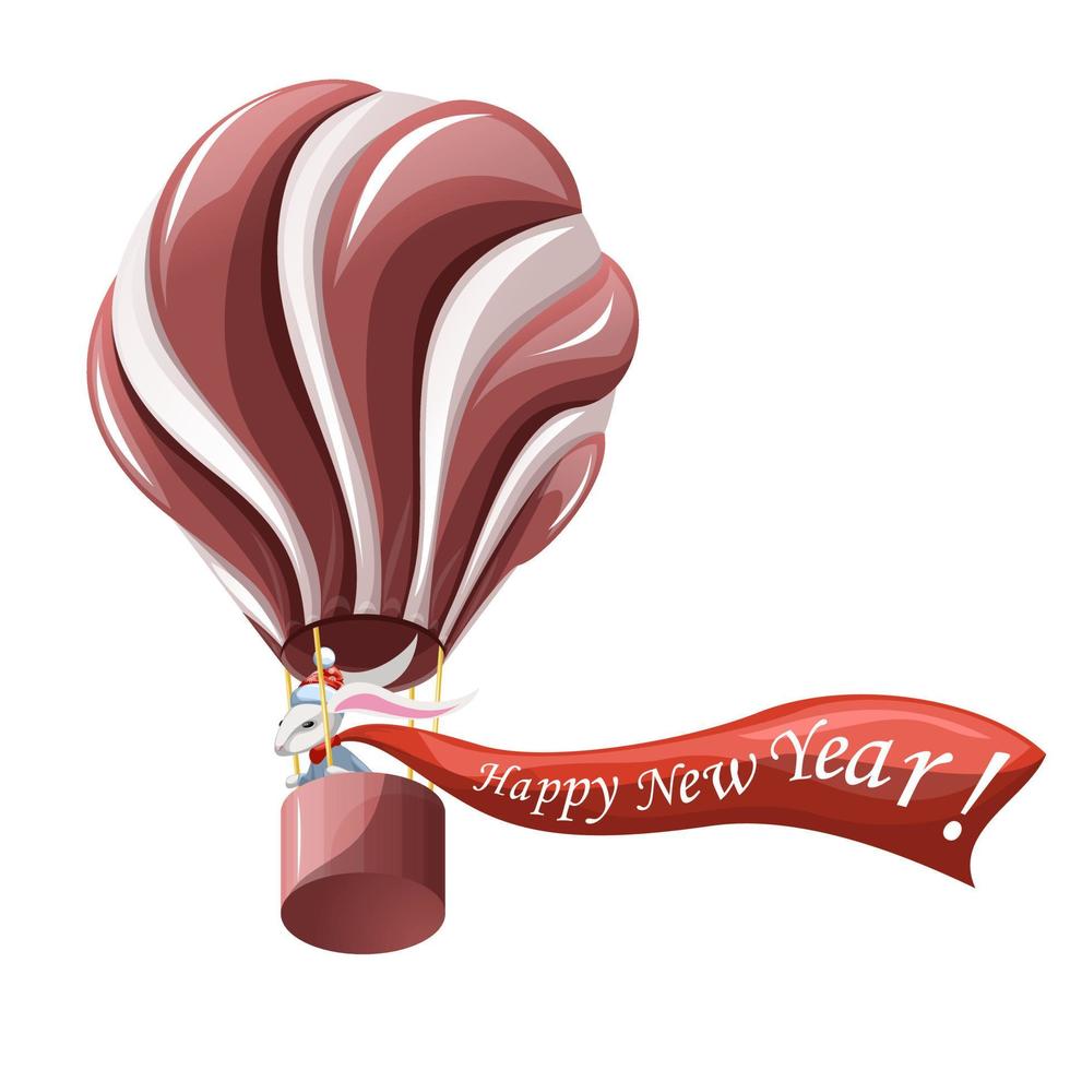 imagen vectorial de un conejito de navidad con las noticias del año nuevo vector