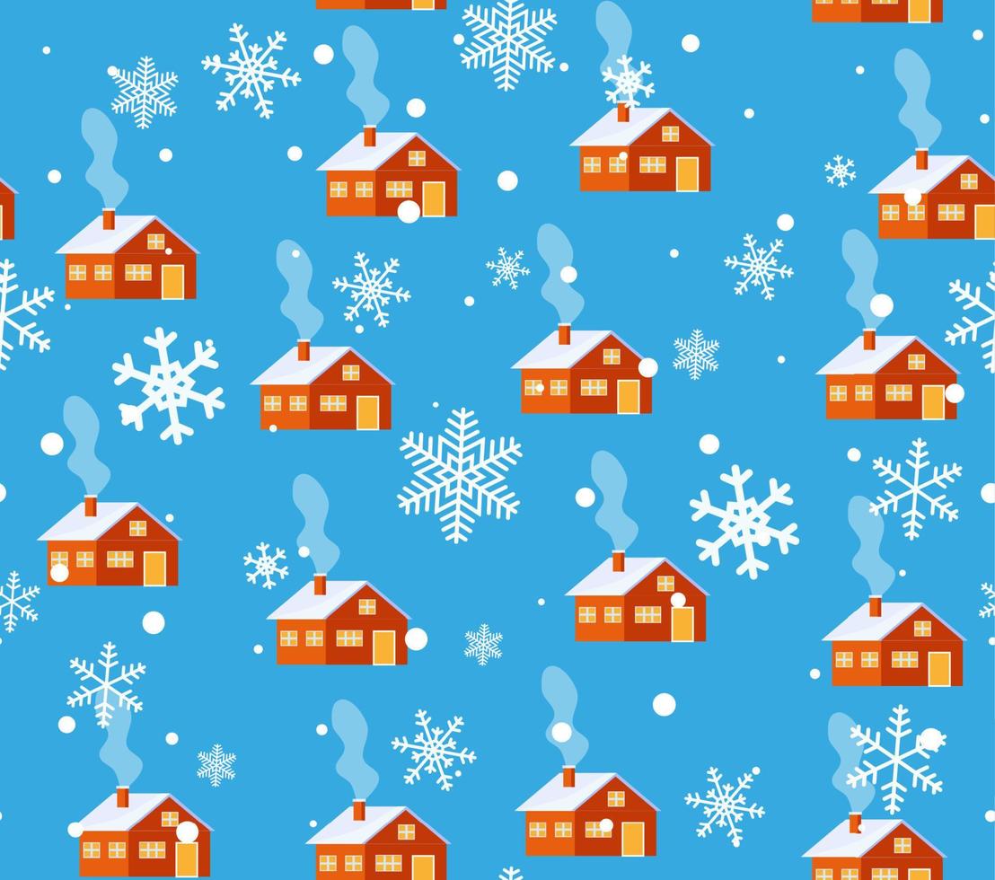 Cute nordic pattern with houses, vector illustration