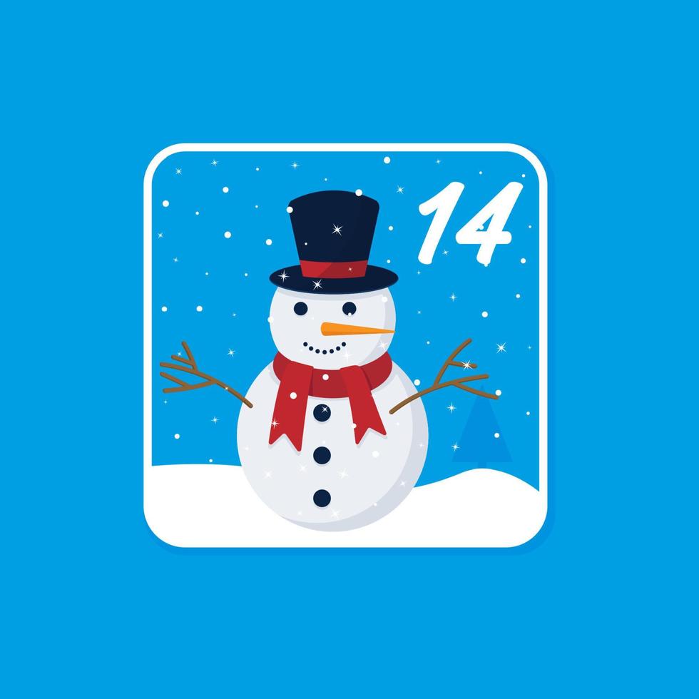 Advent calendar. Christmas holiday celebration cards for countdown December 14 vector