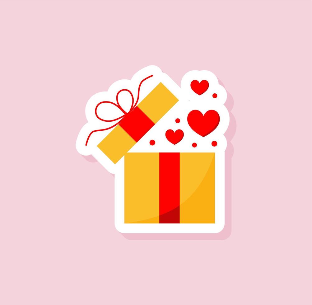 Valentine's Day gifts of holiday stickers. cartoon style. Vector illustration