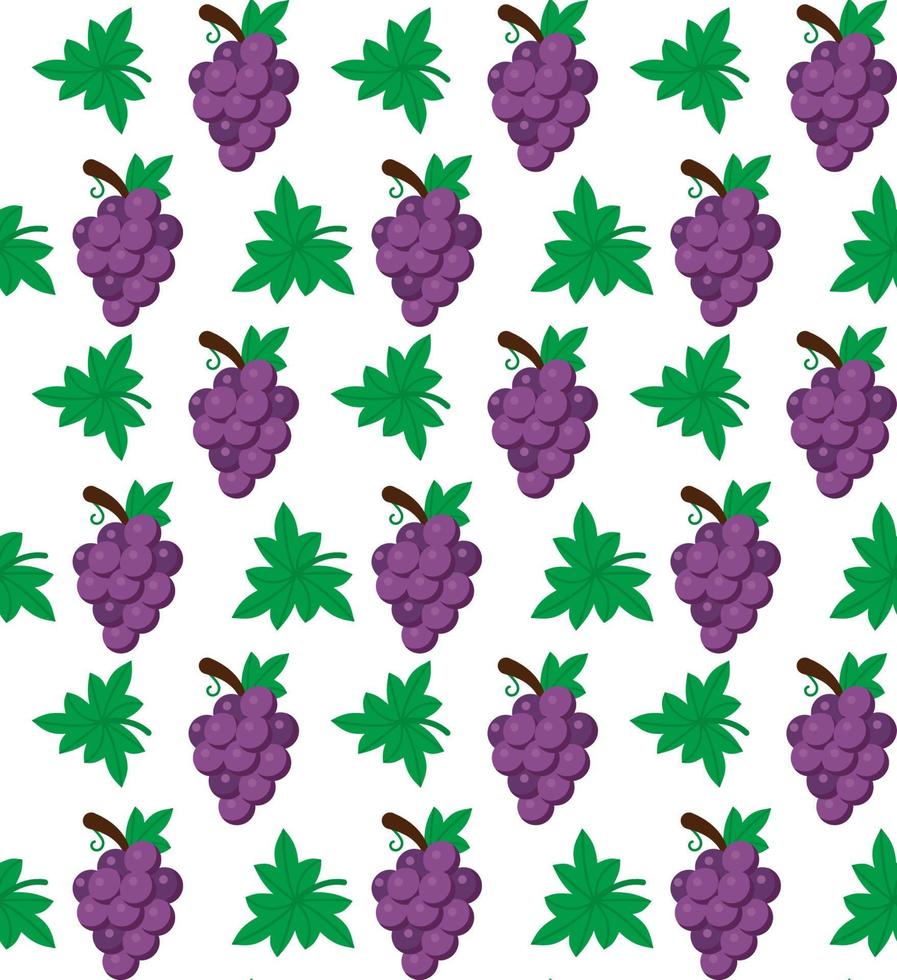 Grapes fruit flat with leaves vector background seamless pattern. Scalable and editable. Vector pattern for textile, print, fabric, backdrop, wallpaper, background. EPS 10