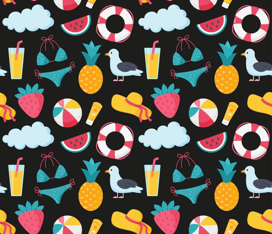 Seamless colorful summer beach pattern vector