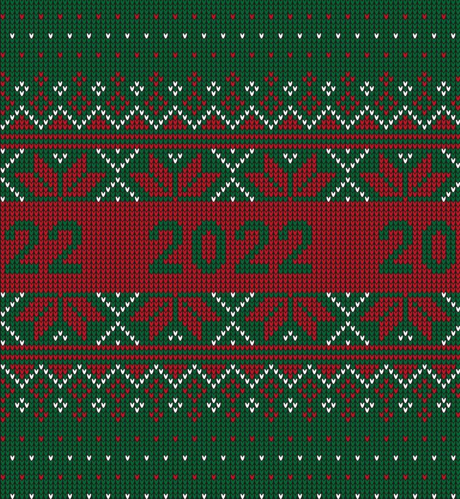 patrón de punto sin costuras de año nuevo con el número 2022. diseño de suéter de punto. textura de punto de lana. ilustración vectorial vector