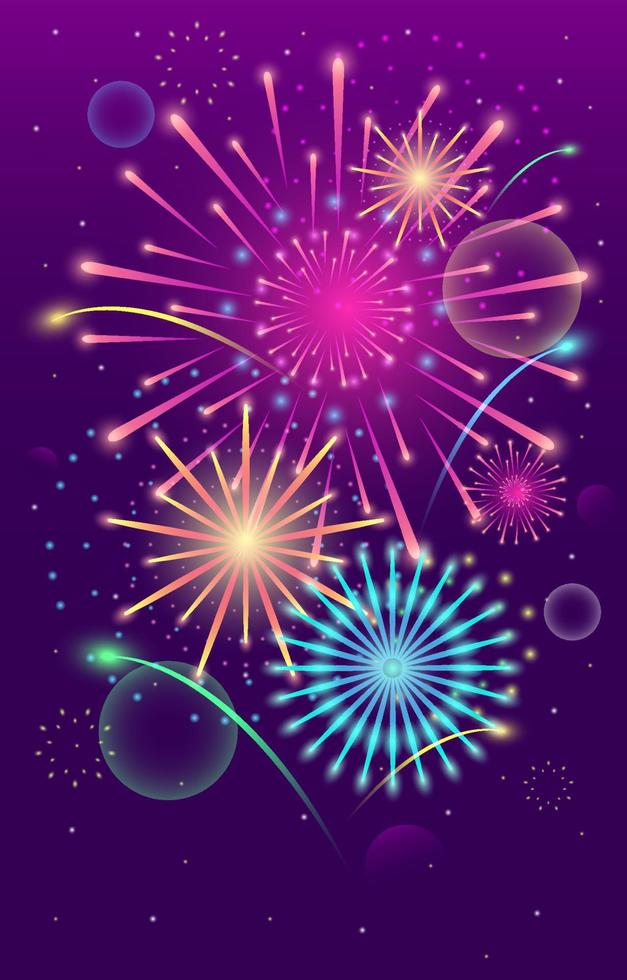 Sparkling Colorful Fireworks Background vector