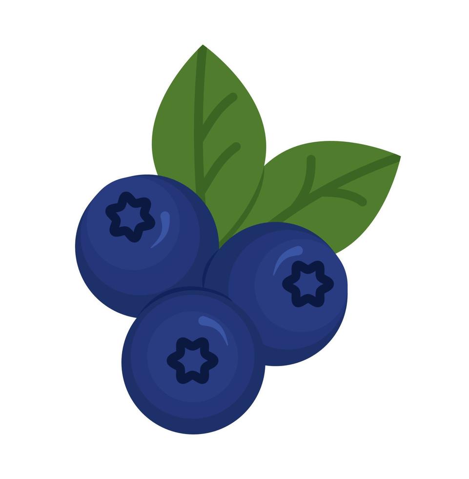 Blueberry vector icon on white background, flat, cartoon style. For web design and print.