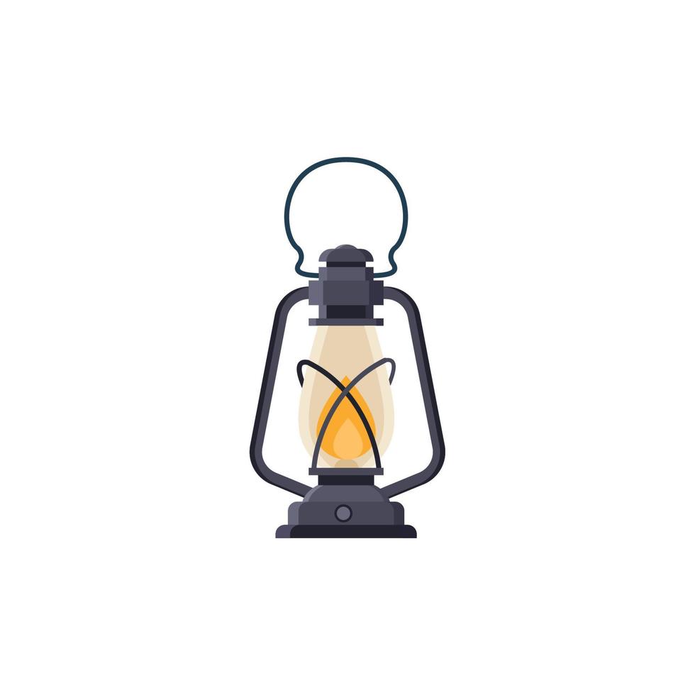 Vintage camping lantern isolated on white background. Vector illustration in a flat style.
