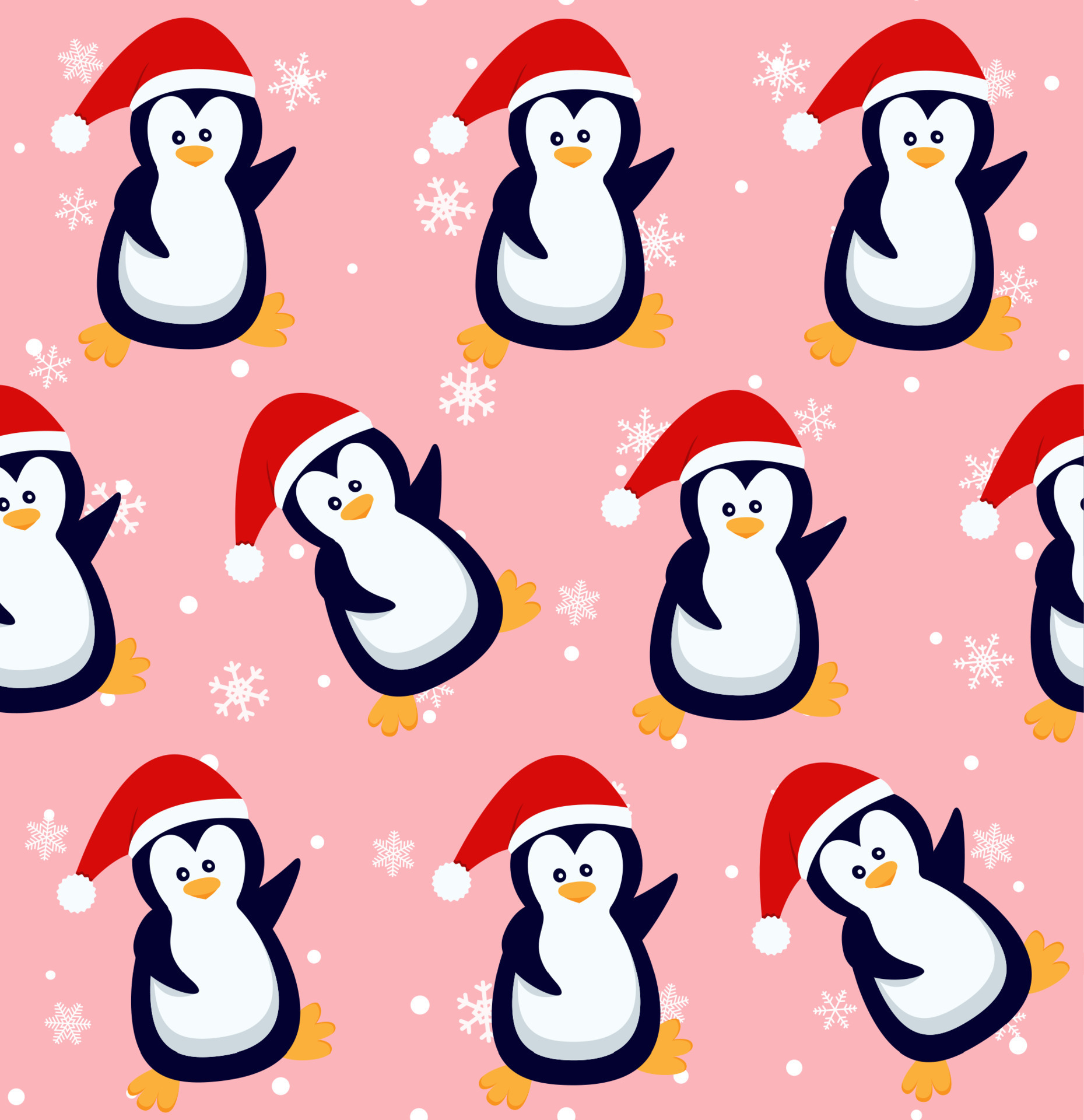Penguins seamless pattern. Cute baby penguins in winter clothing and hats,  christmas arctic animal, kids textile or wallpaper vector texture. 15542672  Vector Art at Vecteezy