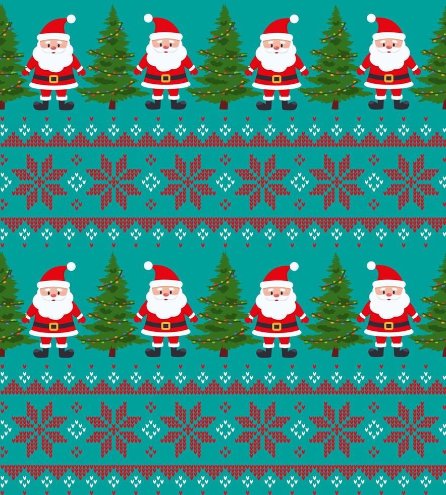 Knitted Christmas and New Year pattern. Wool Knitting Sweater Design. Wallpaper wrapping paper textile print. vector