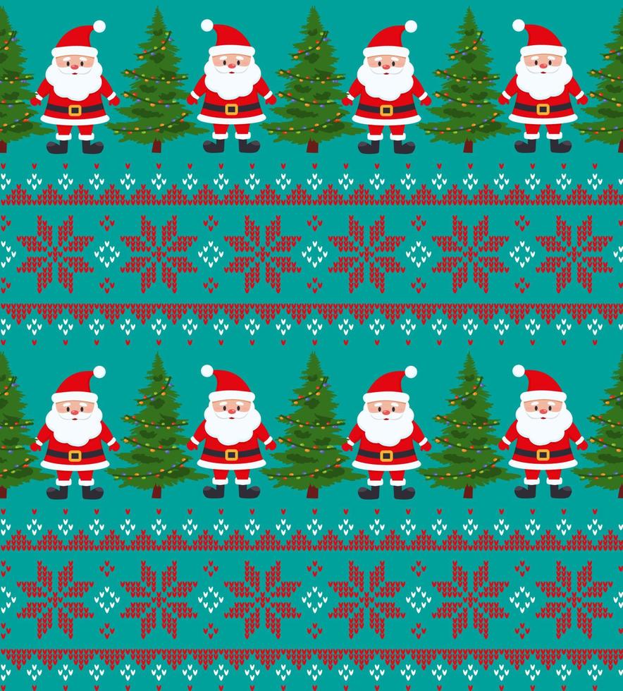 Knitted Christmas and New Year pattern. Wool Knitting Sweater Design. Wallpaper wrapping paper textile print. vector