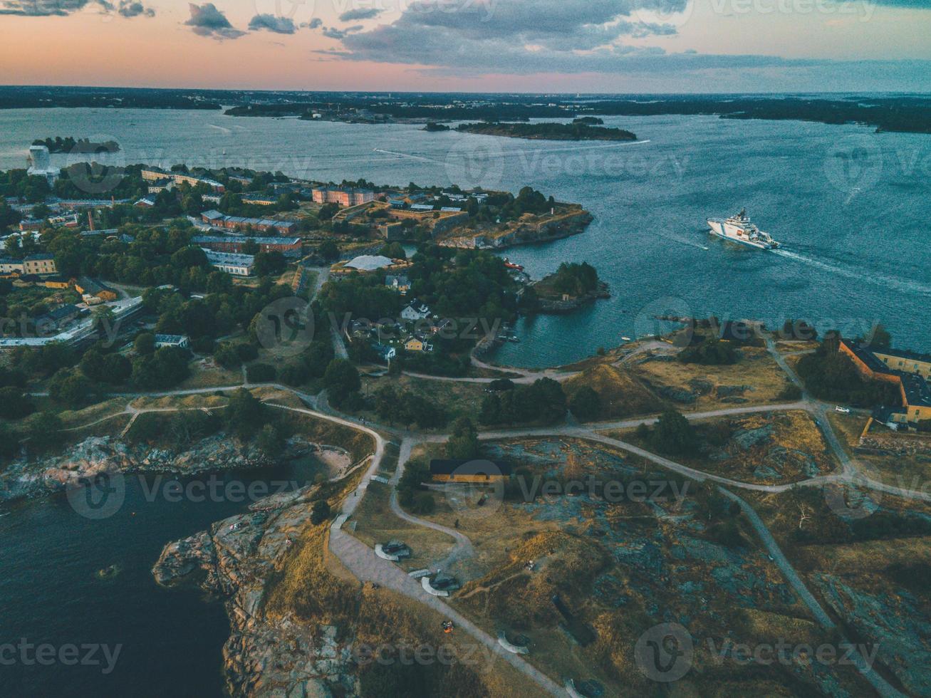 Drone Views from around Suomenlinna in Helsinki, Finland photo