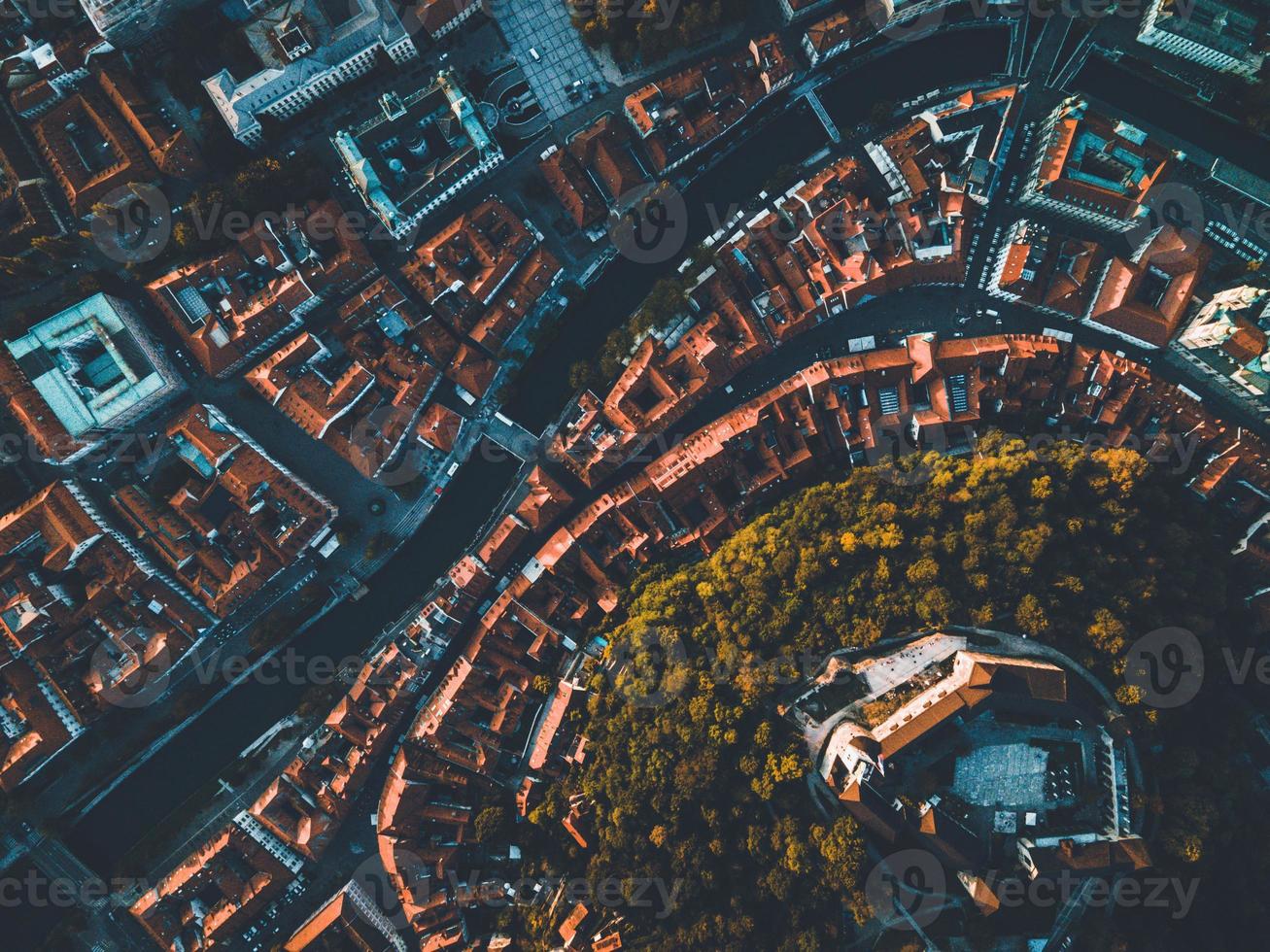 Drone views of Ljubljana Castle in Slovenia photo