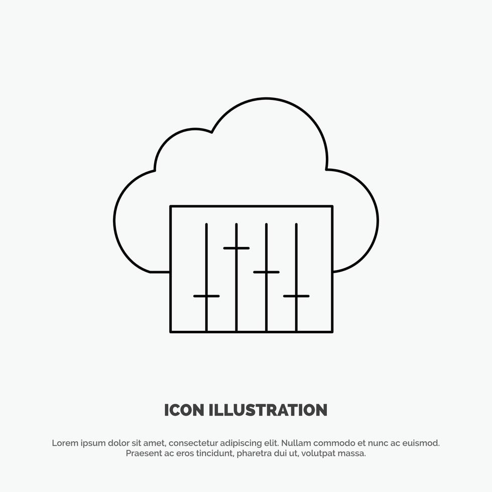 Cloud Connection Music Audio Vector Line Icon
