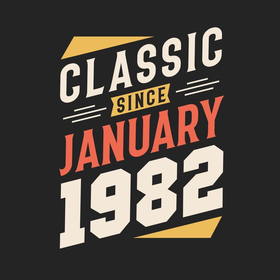 Classic Since January 1982. Born in January 1982 Retro Vintage Birthday vector