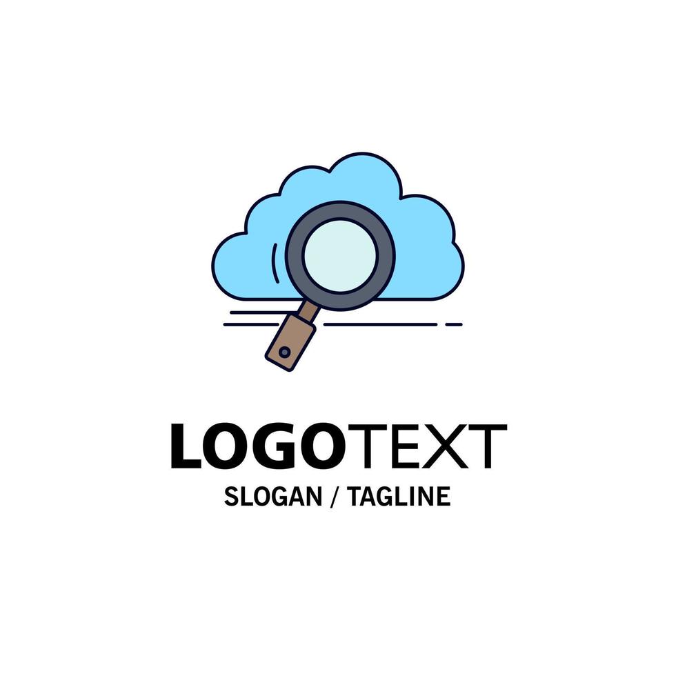 cloud search storage technology computing Flat Color Icon Vector