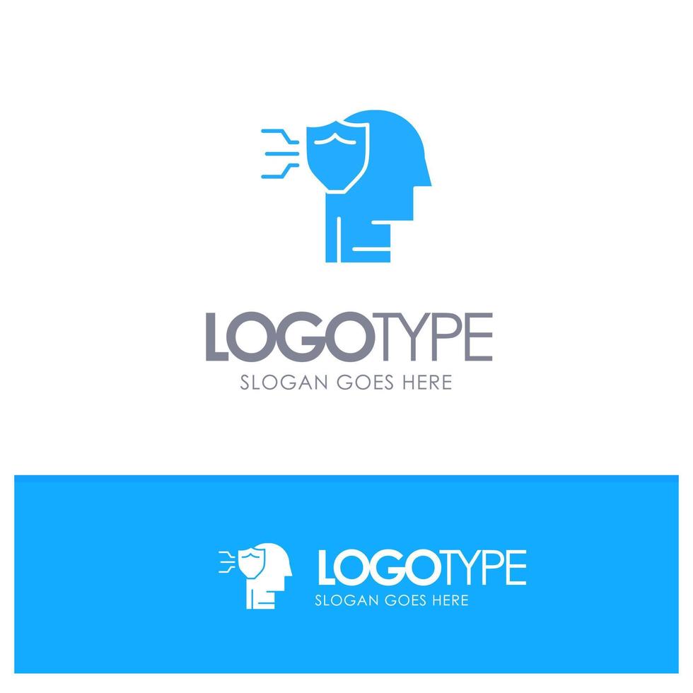 Personal Protection Security Shield Blue Solid Logo with place for tagline vector