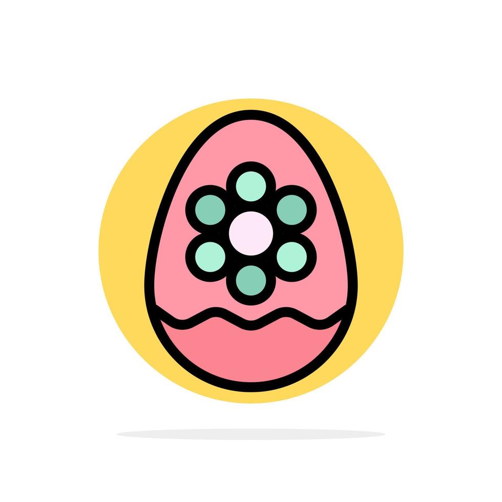 Egg Decoration Easter Flower Plant Abstract Circle Background Flat color Icon vector