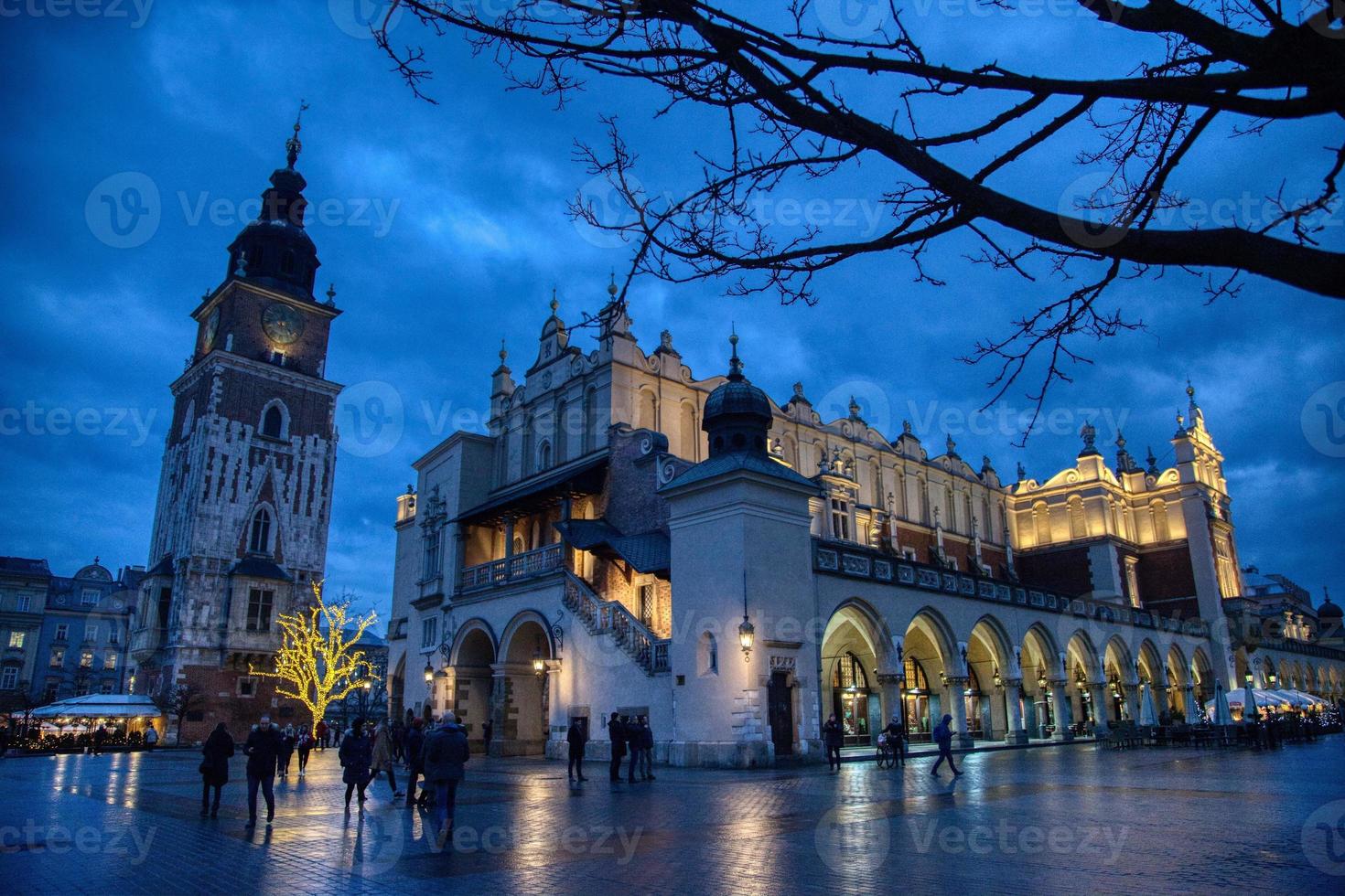 The Cloth Hall and Town Hall tower in Krakow, Poland photo