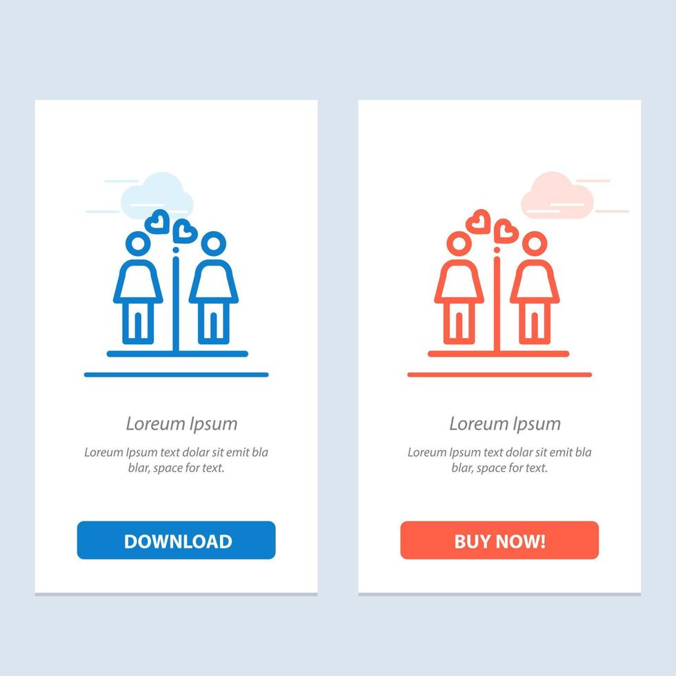 Love Couple Washroom Signs  Blue and Red Download and Buy Now web Widget Card Template vector